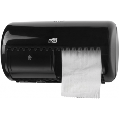 Dozownik Tork do papieru toaletowego w rolkach konwencjonalnych podwójny czarny